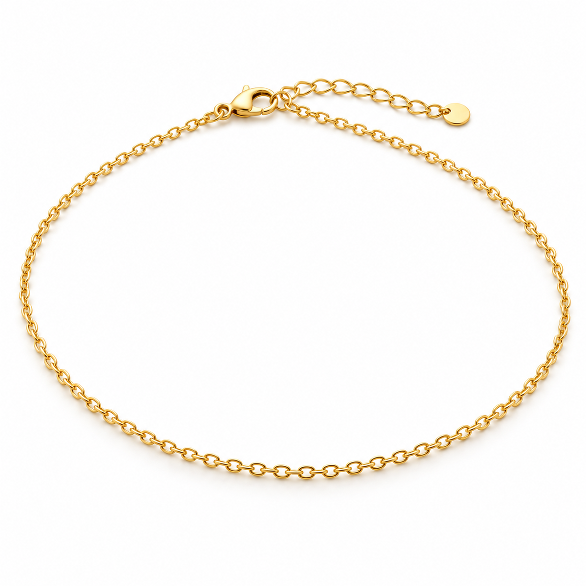 Gold-tone fine chain necklace, three-quarter view